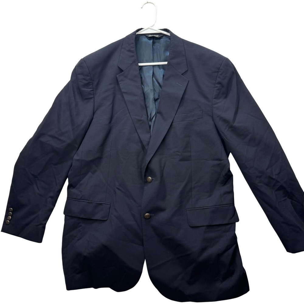 Jos. A. Bank Blazer Mens 46L Navy Blue 100% Wool Two-Button Classic Professional